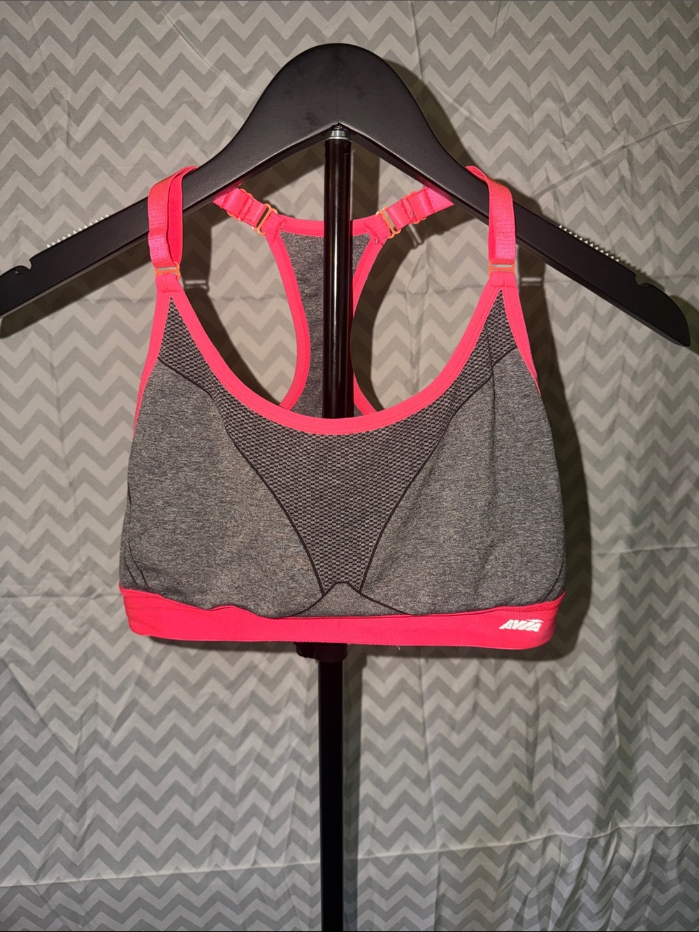 Avia Grey and Pink Racerback Sports Bra
